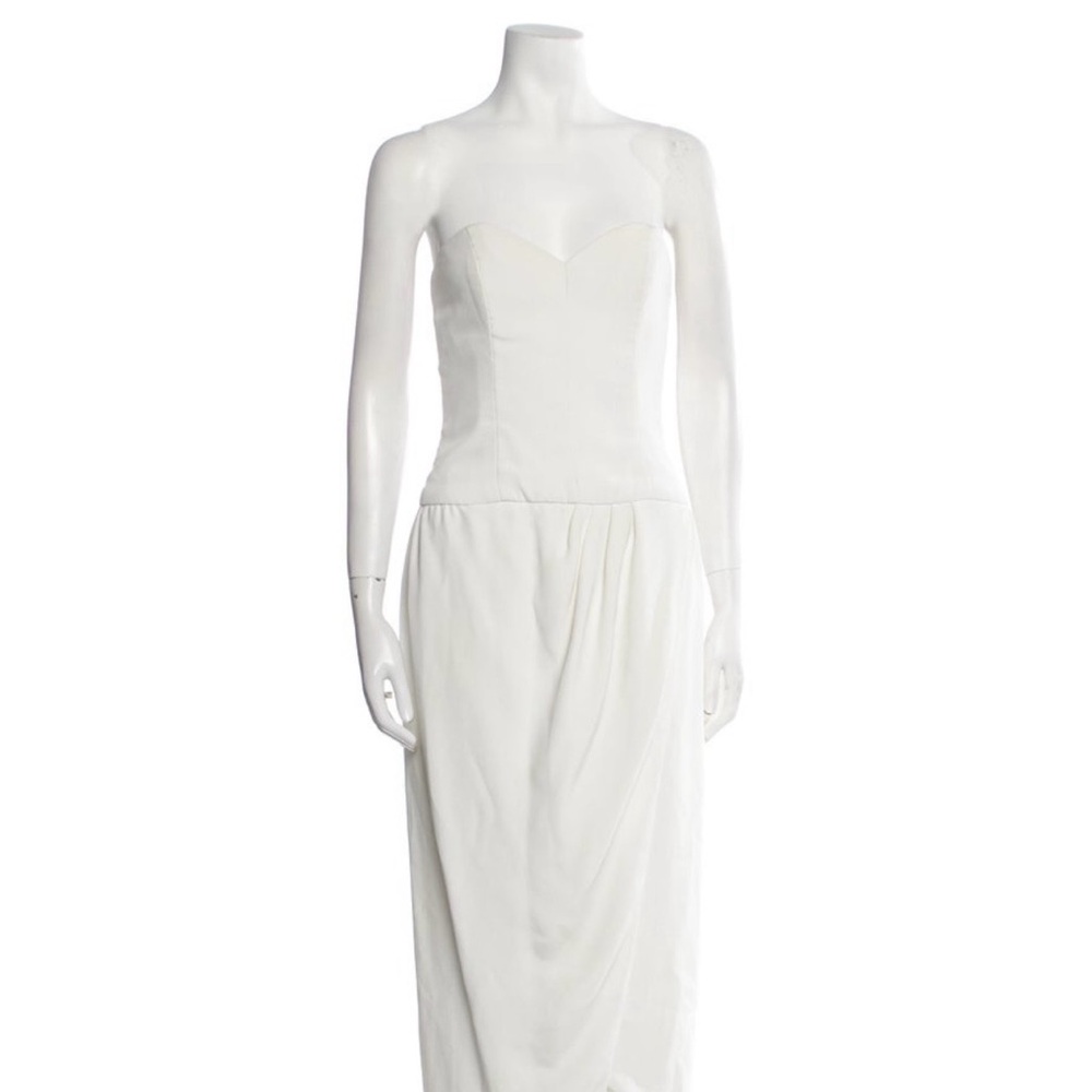 Victor Costa Vintage White Strapless Maxi Dress | Corset Bodice | Size M